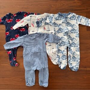 Set of 4 Baby Onesies in Blue Colors